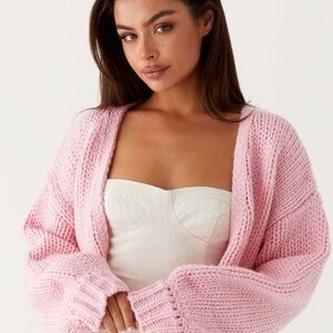 Peppermayo Blush Pink Chunky Open Knit Cardigan